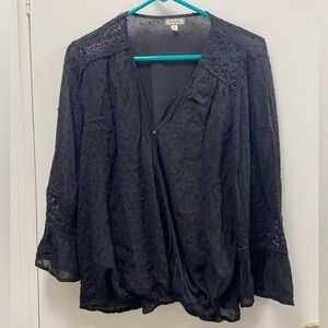 Black eyeshadow extra large blouse women’s Swiss dot design $35